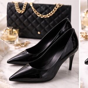 ALDO Black Patent Leather Pointed Toe Stiletto Heels